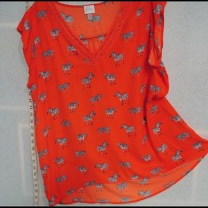 Cupio Zebra Short Sleeve Blouse - XL